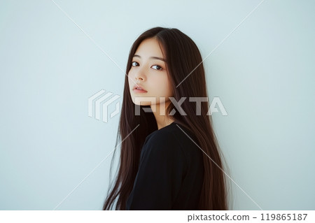 Beautiful female model with long hair and hairstyle "AI generated image" 119865187