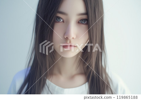 Beautiful female model with long hair and hairstyle "AI generated image" 119865188