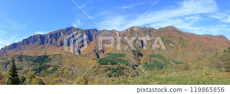 Panorama photo of Mt. Torikabuto in Akiyamago in autumn 119865856