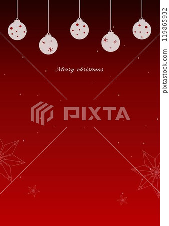 Vertical Christmas card with ornaments on a red background 119865932