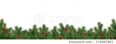 Fir branches and pinecones garland realistic vector icon Fir branches and pinecones garland realistic vector icon 119865962