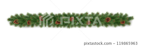 Long fir garland with dry pinecones realistic vector icon Long fir garland with dry pinecones realistic vector icon 119865963