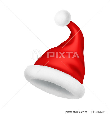Red color Santa Claus hat with fur ball vector illustration 119866032