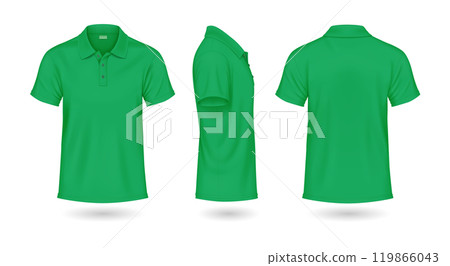 Modern green polo t-shirts mockup realistic illustration set 119866043