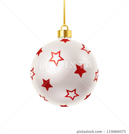 Festive bauble with red stars realistic vector illustration 119866075
