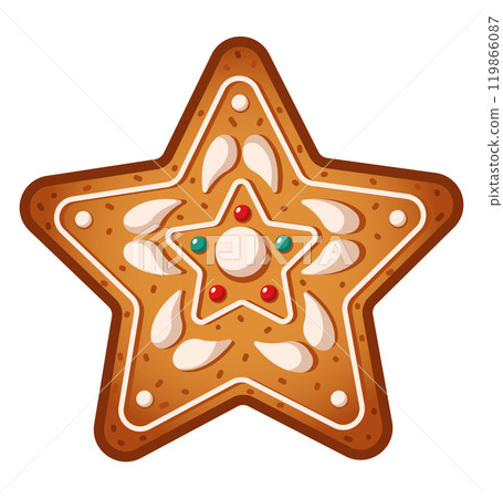 Holiday star gingerbread with cream flat vector object 119866087