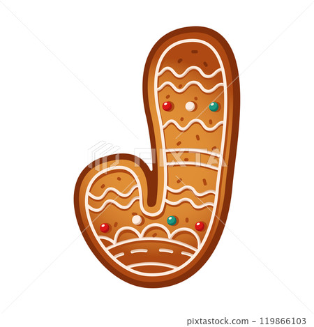 Tasty gingerbread in form of candy cane flat vector object Tasty gingerbread in form of candy cane flat vector object 119866103