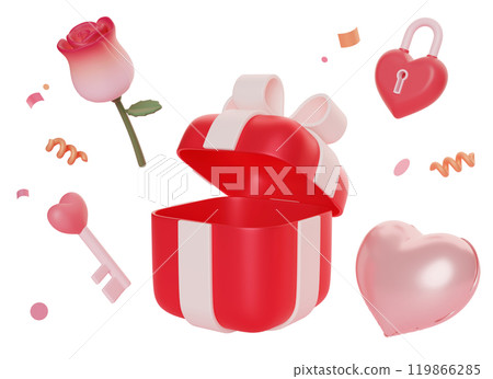 valentine's day open box with presents 3D image valentine's day open box with presents 3D image 119866285