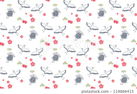 Pine, bamboo, plum, crane and turtle pattern background Japanese pattern 119866415