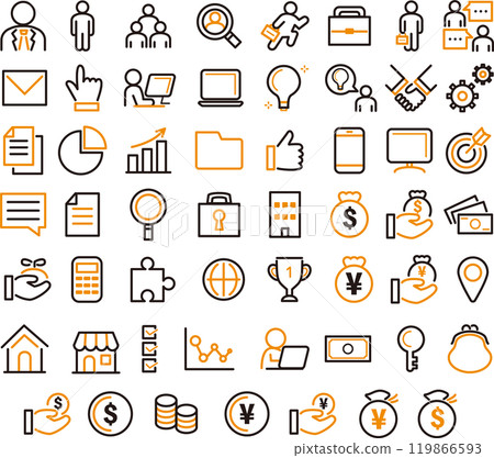 Business money icon pictogram line drawing decoration simple illustration material set Business money icon pictogram line drawing decoration simple illustration material set 119866593
