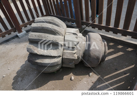 Prambanan Temple, fallen spire from the north Apit temple [Yogyakarta, Indonesia] 119866601