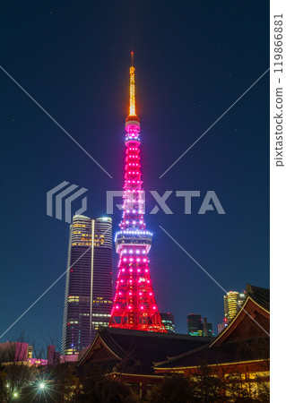 “東京”東京鐵塔燈光夜景 “東京”東京鐵塔燈光夜景 119866881