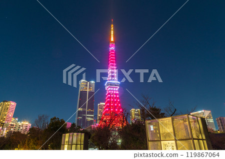 "Tokyo" Illuminated Tokyo Tower at night "Tokyo" Illuminated Tokyo Tower at night 119867064