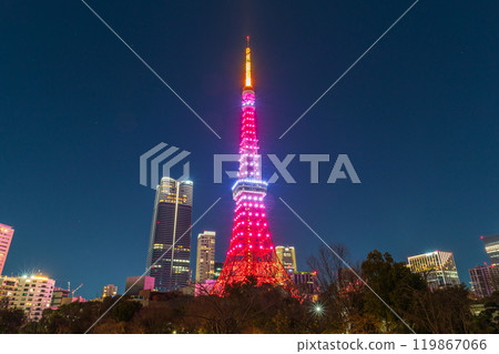 “東京”東京鐵塔燈光夜景 “東京”東京鐵塔燈光夜景 119867066