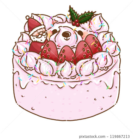 Christmas pink whole cake (decorated cake) bear 119867213