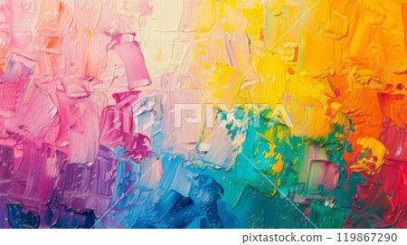 Highly-textured colorful abstract painting background. Brush str 119867290