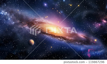 Vivid illustration of various celestial bodies and cosmic events 119867296