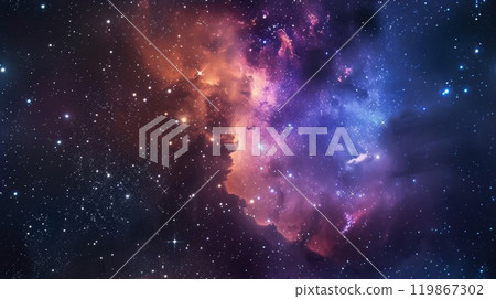 A vibrant depiction of a galaxy with celestial bodies and colorf A vibrant depiction of a galaxy with celestial bodies and colorf 119867302