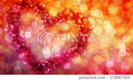 Red heart silhouette with a bokeh effect on a gradient red backg Red heart silhouette with a bokeh effect on a gradient red backg 119867304