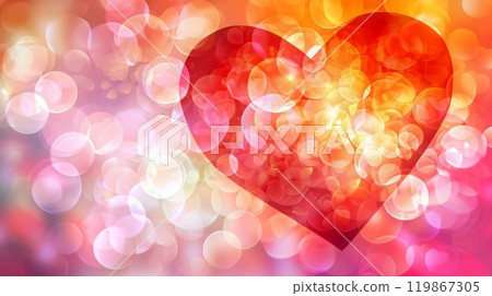 Red heart silhouette with a bokeh effect on a gradient red backg 119867305