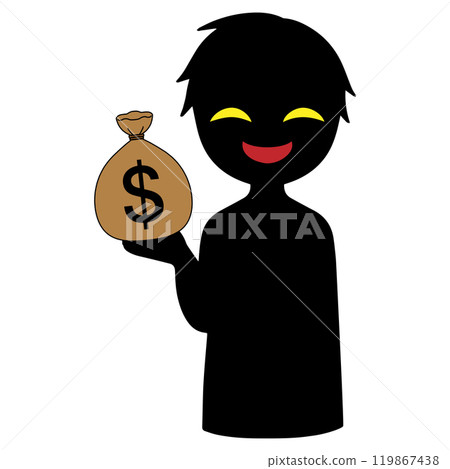 可疑的金錢和黑色剪影小人形像素材 119867438