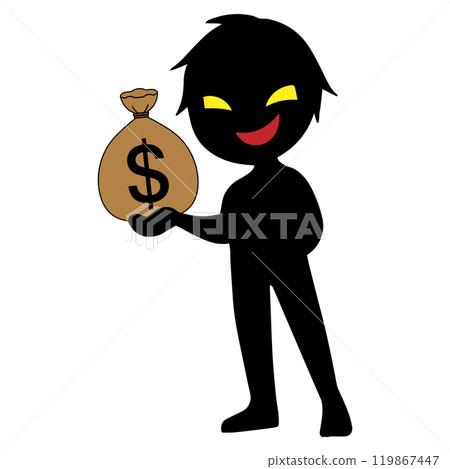 Suspicious money and black silhouette of villain image material Suspicious money and black silhouette of villain image material 119867447