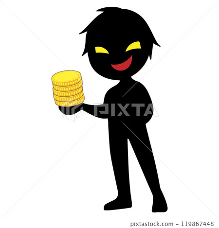 可疑的金錢和黑色剪影小人形像素材 119867448