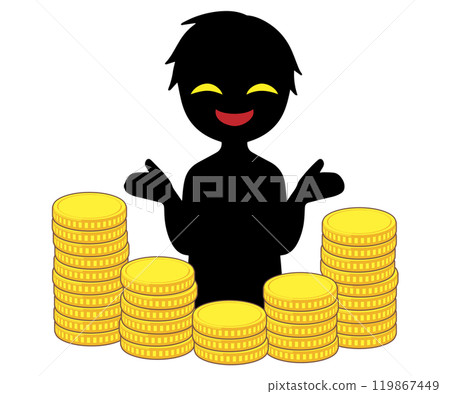 可疑的金錢和黑色剪影小人形像素材 可疑的金錢和黑色剪影小人形像素材 119867449