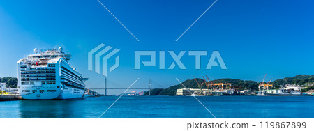 長崎港客船抵達(鑽石公主號)水邊之森公園全景【長崎市】 長崎港客船抵達(鑽石公主號)水邊之森公園全景【長崎市】 119867899