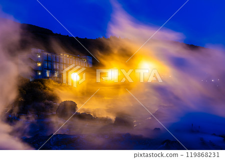 Unzen Hell: Kiyoshichi Hell, illuminated at night [Unzen City, Nagasaki Prefecture] 119868231