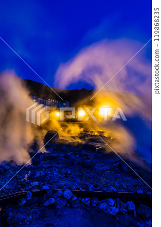 Unzen Hell: Kiyoshichi Hell, illuminated at night [Unzen City, Nagasaki Prefecture] 119868235