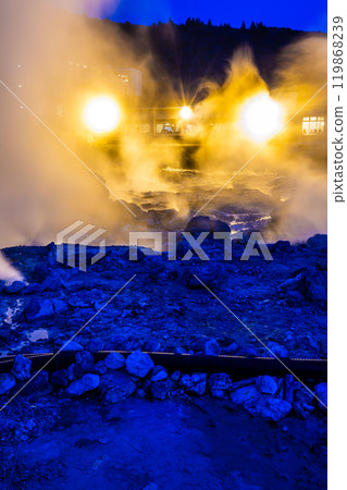 Unzen Hell: Kiyoshichi Hell, illuminated at night [Unzen City, Nagasaki Prefecture] 119868239