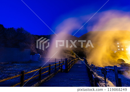 Unzen Hell: Kiyoshichi Hell, illuminated at night [Unzen City, Nagasaki Prefecture] 119868249