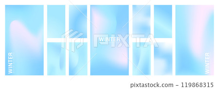 Gradient Pastel Winter Background. Set of Blur banners. Holographic print. Abstract vector illustration in Blue tones. Sky colors wallpaper Gradient Pastel Winter Background. Set of Blur banners. Holographic print. Abstract vector illustration in Blue tones. Sky colors wallpaper 119868315