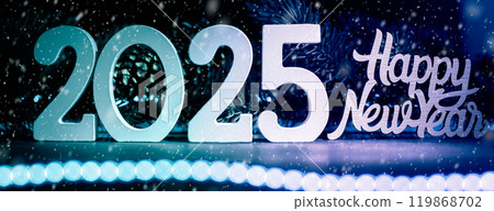 New Year concept. Christmas composition with number 2025 New Year concept. Christmas composition with number 2025 119868702