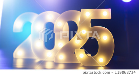 Merry Christmas and happy new year concept , Banner.Happy New Year 2025. A symbol from the number 2025 119868734