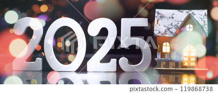 New Year's Eve 2025 Celebration Background.Christmas lights bokeh background. Holiday postcard. Happy New Year 2025 New Year's Eve 2025 Celebration Background.Christmas lights bokeh background. Holiday postcard. Happy New Year 2025 119868738