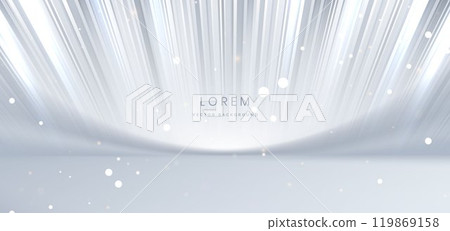 Scene modern white lines on grey background with lighting effect sparkle. For product display design. 119869158