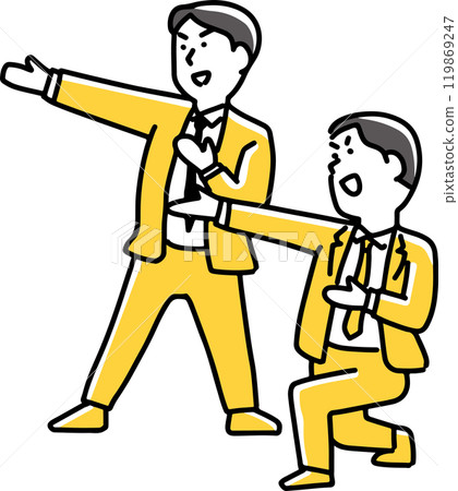 Two businessmen guiding powerfully 119869247