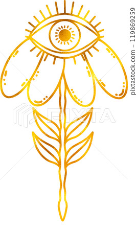 Flower with all seeing eye with golden foil effect. 119869259
