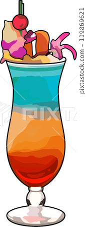 飲料，雞尾酒003，動漫風格插畫，透明背景 119869621