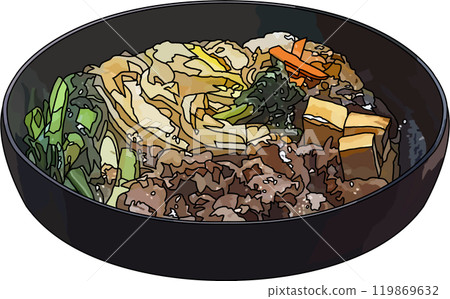 烹飪壽喜燒,動漫風格插畫,透明背景 烹飪壽喜燒,動漫風格插畫,透明背景 119869632