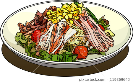 烹飪 hiyashi chuka,動畫風格插畫,透明背景 烹飪 hiyashi chuka,動畫風格插畫,透明背景 119869643