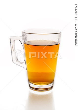 Black tea cup isolated on white background. Copy space 119869971