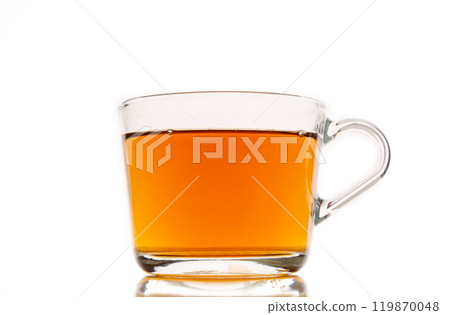 Transparent cup of tea on white background Transparent cup of tea on white background 119870048