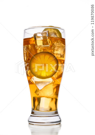 iced tea with lemon on white background iced tea with lemon on white background 119870086
