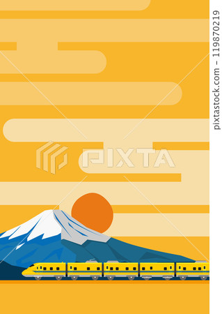 日式富士山背景與玩具風格923型博士黃垂直 119870219