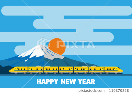 新年快樂字母與玩具風格923型博士黃日式背景藍色 119870228