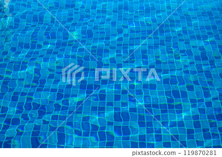 Abstract view of bottom caustics of swimming pool with ripple and flow on water surface. 119870281