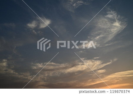 Beautiful vacation picture with blue sky, orange sunset and blue mediterranean sea 1 Beautiful vacation picture with blue sky, orange sunset and blue mediterranean sea 1 119870374